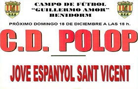 Partido de fútbol C.D. Polop- Jove Espanyol San Vicent